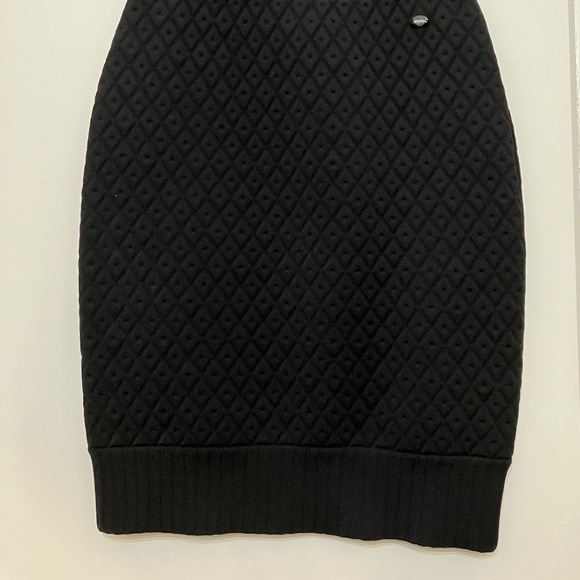 Authentic CHANEL High Waisted Womens Skirt Size 38 Black Diagonal Pattern Italy - Picture 2 of 9